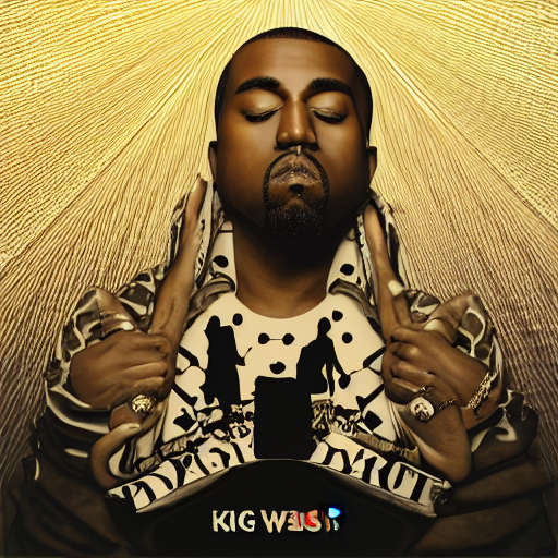 prompthunt: Art Nouveau rap album cover for Kanye West DONDA 2