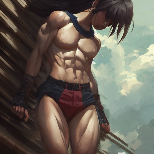 prompthunt: anime girl with muscles, highly detailed, muscular, digital  art, pixiv fanbox, artstation, by greg rutkowski, wlop, miyazaki hayao