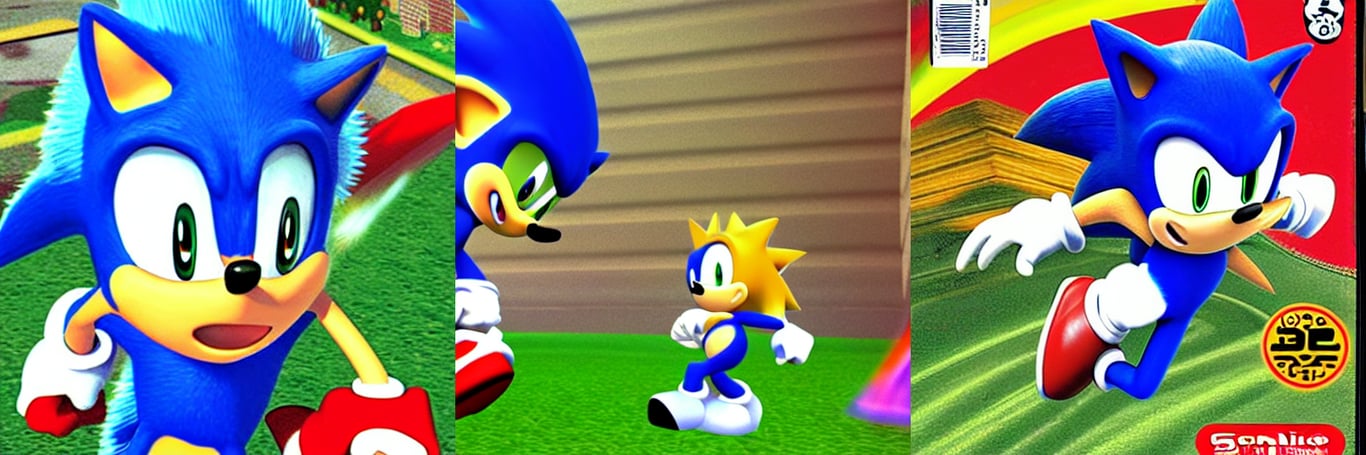 prompthunt: magazine scan of leaked beta footage of the 1998 nintendo 64  game super sonic 64, 3d game, sonic the hedgehog