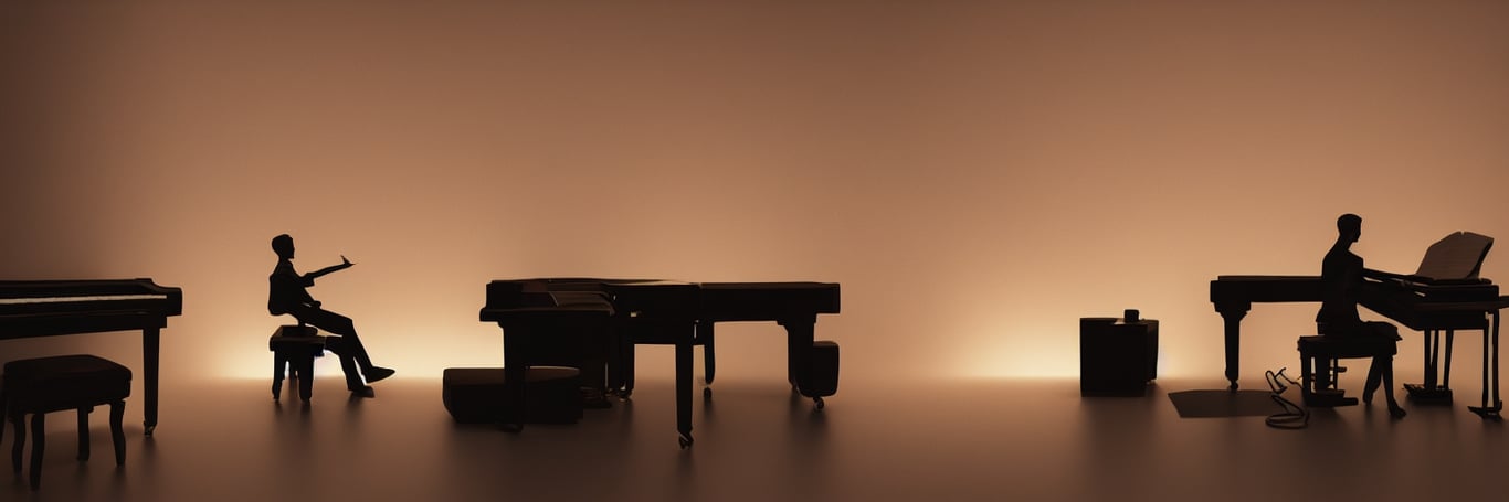 prompthunt: nerd emoji playing a piano in a dark studio room.  hyperrealistic, hyperdetaled quality, cinematic lightning, cinematic,  intense shadow lightning, global illumination, post processed, artstation,  octane render