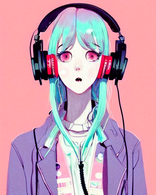 Cool Anime Girl With Headphones Background