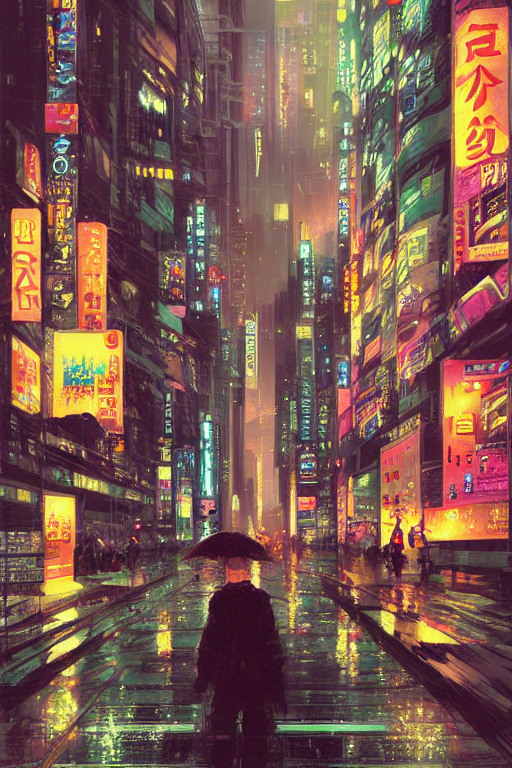 prompthunt: neo - tokyo in the rain, by wlop, concept art, poster, high  details