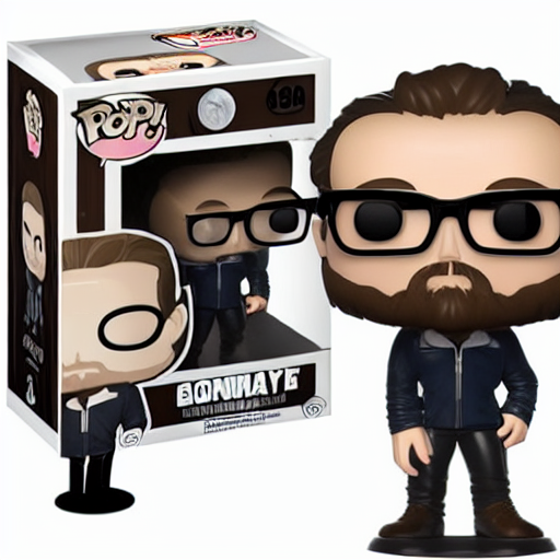prompthunt: a funko pop of german young man with long light brownish hair a  very short goatee and light round glasses wearing a gray hoodie and a white  tshirt, in a funko