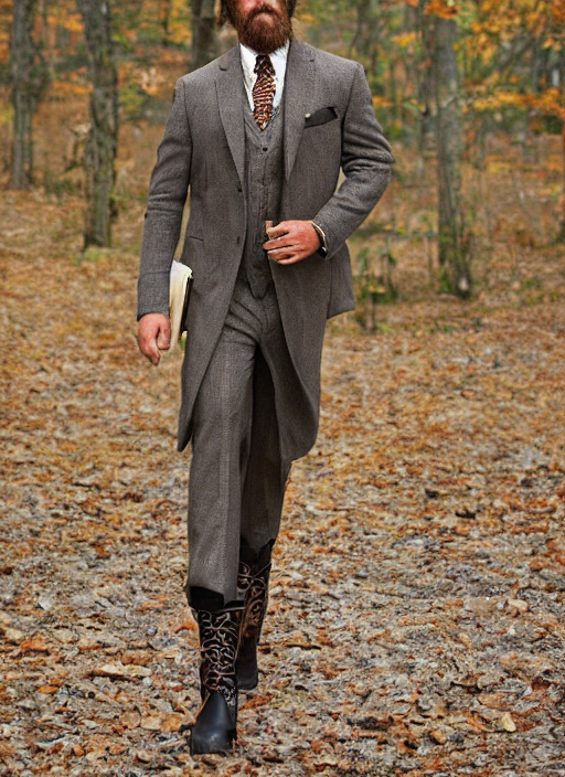 prompthunt: Caveman wearing a suit and boots from Carol Christian Poell's  latest fall collection