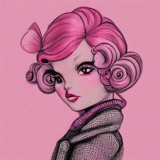 beautiful pink little alien girl, profile pic, cartoon, Stable Diffusion