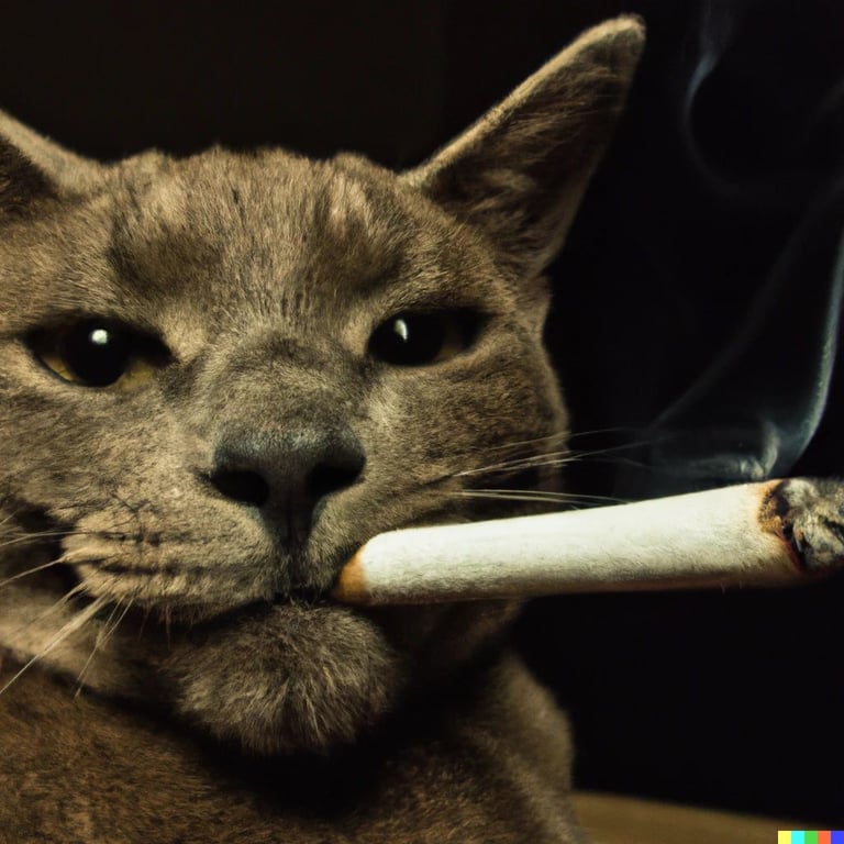 Cat smoking a blunt