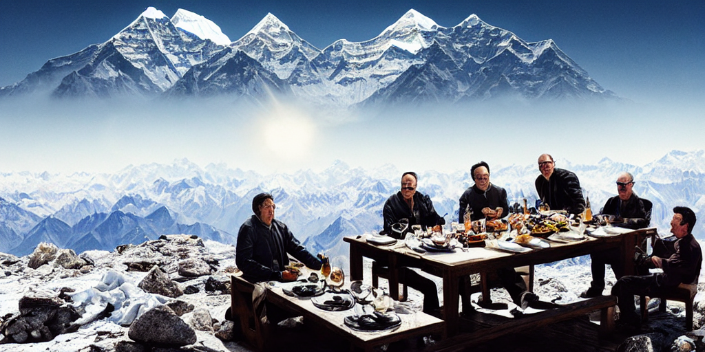 prompthunt: dinner table for 2 on top of mount everest, restaurant dinner  table for 2 by Christopher Soukup, David Fincher, Dan Witz, Gregory  Crewdson, Huleeb, Lee Griggs, Mike Nash, Paul Chadeisson, Stephen