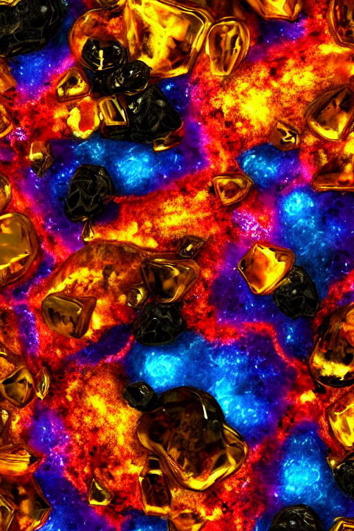 prompthunt: An elemental firestone covered in liquid art. aflame. Ruby  Stone. Liquid Gold. Lava. Crystal structure. Hexagon Shapes. Glowing Hot.  Snail Shell. Melting. Intricate. Hyper Real. 4K. Octane Render. Empty  Background. Black