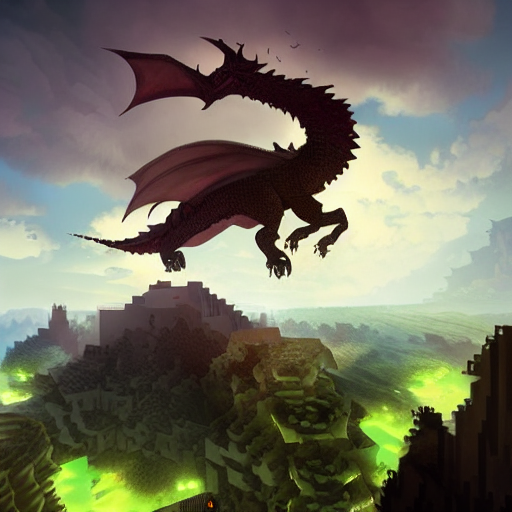 minecraft ender dragon artwork, Stable Diffusion