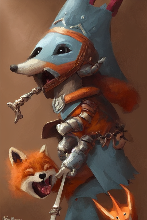 prompthunt: cute little anthropomorphic foxy knight wearing a cape and a  crown, tiny, small, miniature fox, baby animal, short, pale blue armor,  cute and adorable, pretty, beautiful, DnD character art portrait, matte