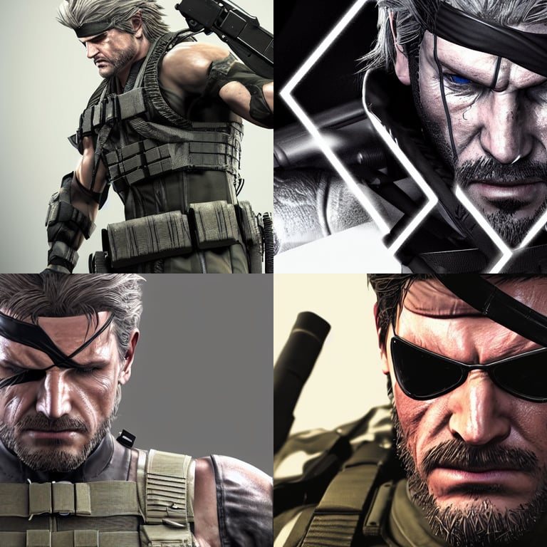 prompthunt highly detailed character art of Solid Snake from Metal