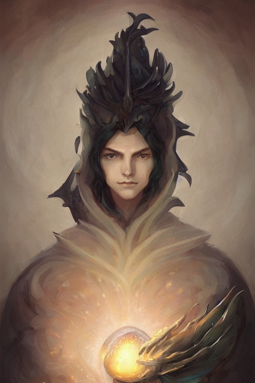 prompthunt: portrait of elven teenage boy mage long black hair dragon ...