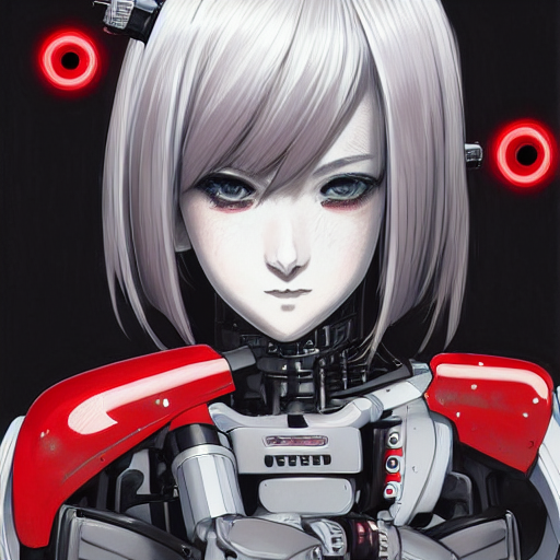 prompthunt: A cyborg girl with big and cute red eyes, fine-face ...