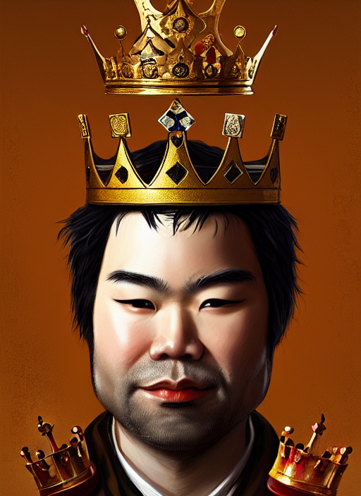 gm hikaru nakamura dressed as a king, with a chess piece as a crown, artstation, extremely detailed artgerm, greg rutkowski