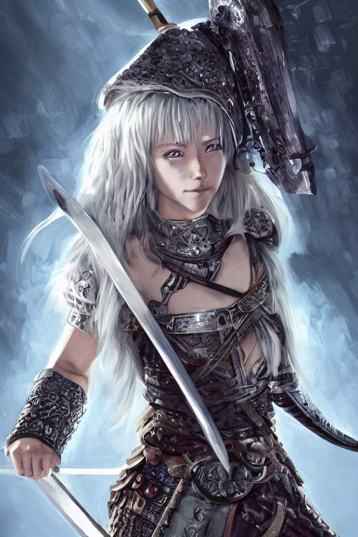Anime Girl With White Hair And Sword