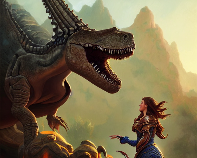 Girl Riding Dinosaur