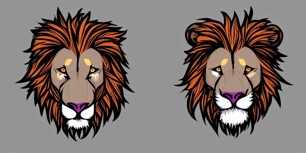 prompthunt: game asset of unique lion heads on black background, organic, 8  0 s cartoon color palette, 8 0 s cartoon black inking, toon shading, 5  colors, solid colors, flat 2 d
