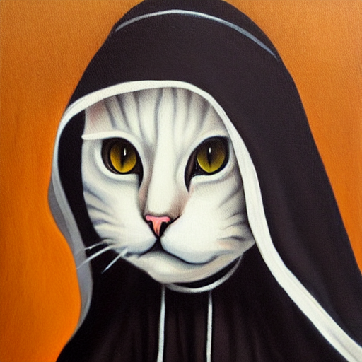 prompthunt: a painting of a cat wearing a nun costume, a fine art painting  by hanns katz, trending on deviantart, pop surrealism, da vinci, fine art,  picasso