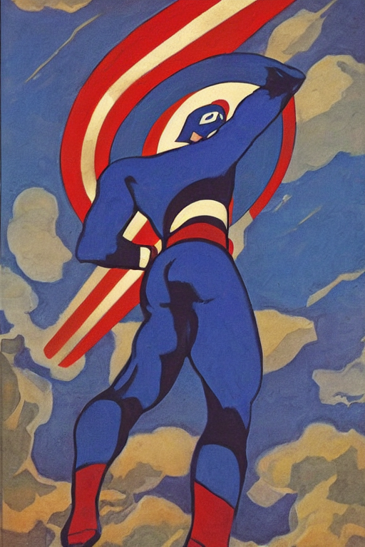 prompthunt: capitan america, marvel, artwork by nicholas roerich,