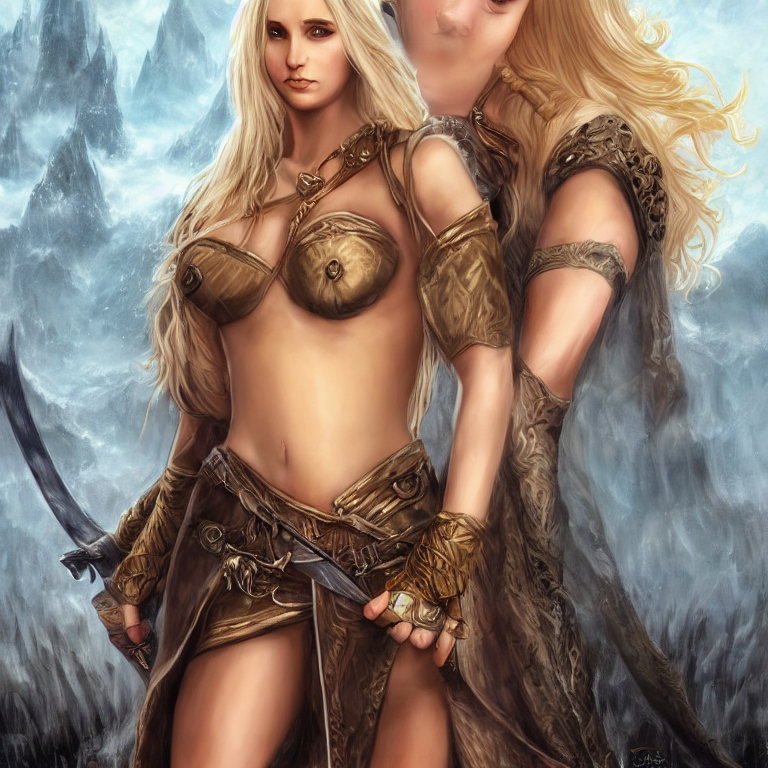 prompthunt: extremely detailed fantasy art of a sexy blonde female, lord of  the rings style, poster, full figure, fantasy, 8 k