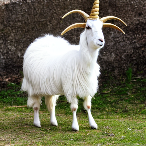 cashmere goat with single horn like a unicorn
