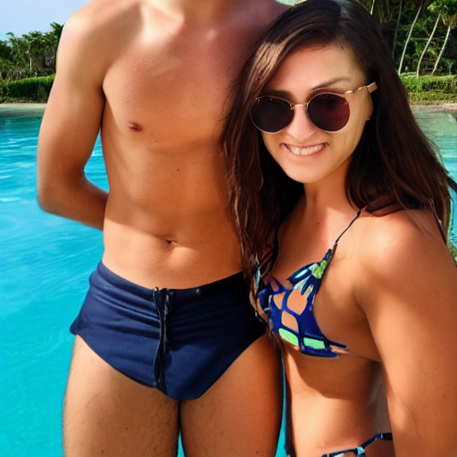 prompthunt: photo of a 2 2 year old man that looks young for his age dating  a very attractive and completely legal 1 8 year old woman wearing a bikini.