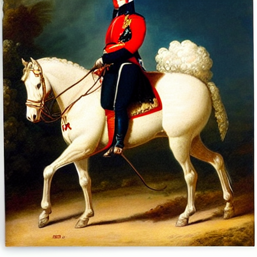 prompthunt painting of napoleon bonaparte on his horse by bob ross