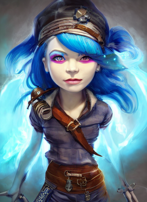 teenage female rock gnome artificer with blue hair, dndbeyond, bright, colourful, realistic, dnd character portrait, full body, pathfinder, pinterest, art by ralph horsley, dnd, rpg, concept art, behance hd, artstation, deviantart, global illumination radiating a glowing aura global illumination ray tracing hdr render in unreal engine 5