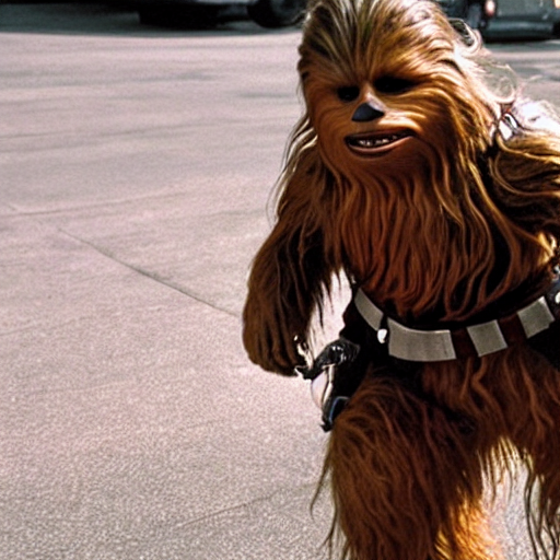 prompthunt han solo walking chewbacca on a leash