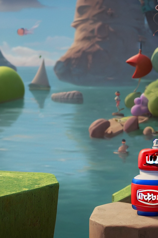 prompthunt: a bottle in a lifebuoy with glasses is resting, isometric ...