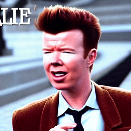 rick roll, never gonna let you down, music video, Stable Diffusion