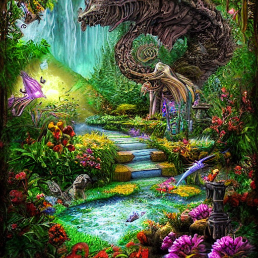 prompthunt Epic Fantasy Garden Magical Art by John Stephans