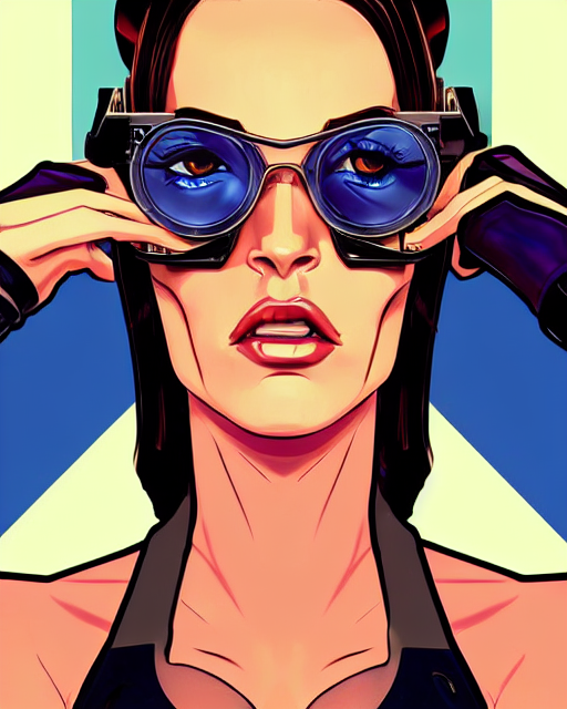 Fashionable woman in futuristic chrome dress