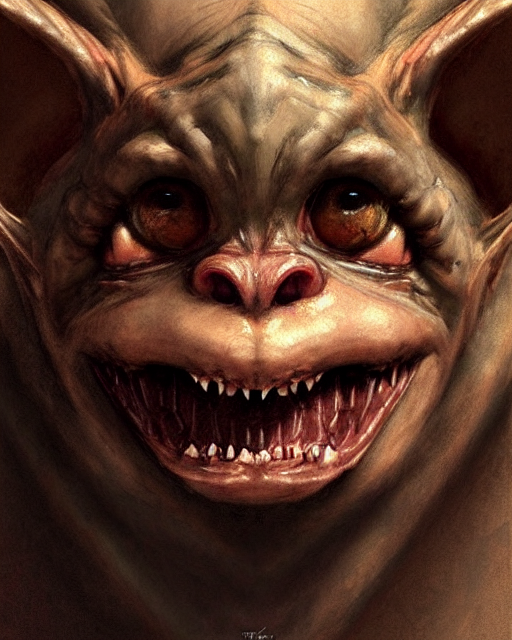prompthunt: closeup profile face portrait of a medieval gremlin eating  cakes in the cathedral, beautiful face, hyper realistic, highly detailed,  digital painting, artstation, illustration, concept art by hyung tae, frank  frazetta, bosch,