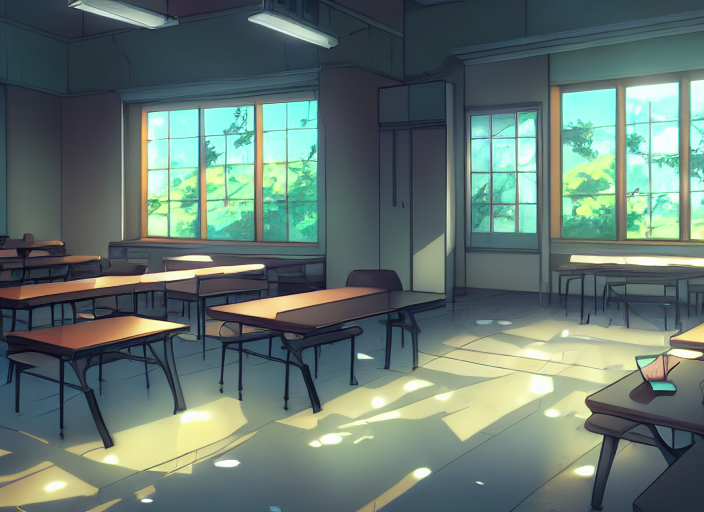 Classroom Overcast And Turn On The Light 2d Anime Background