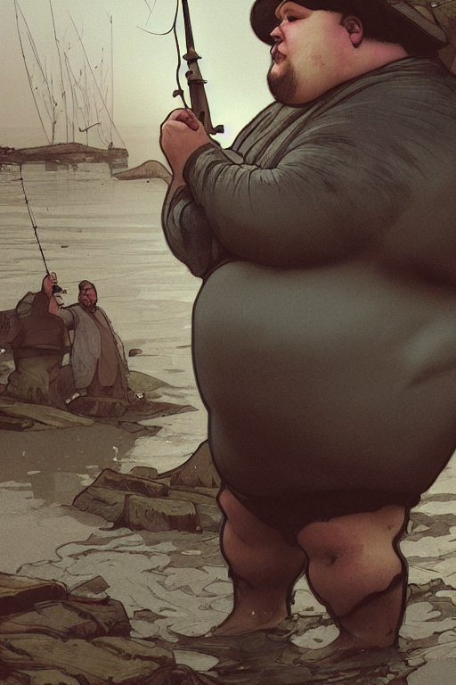 prompthunt: fullbody portrait of a fat man wuth fish - like