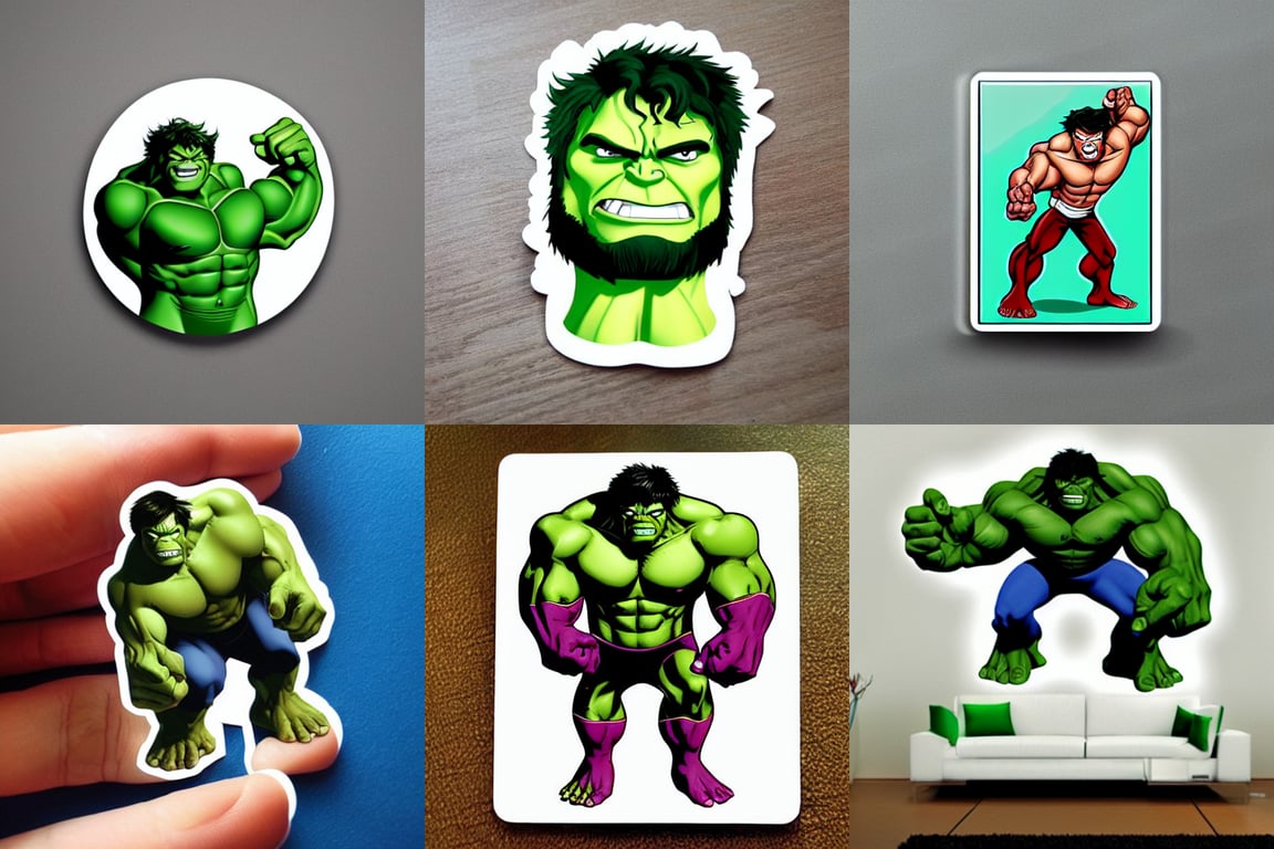 prompthunt: cute incredible hulk sticker art, limited colours, plain ...