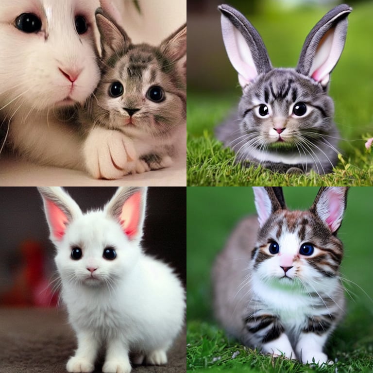prompthunt A cute hybrid between a bunny and a kitten
