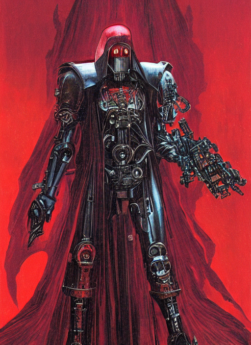 prompthunt: portrait of adeptus mechanicus in red hood and robe from  Warhammer 40000. Highly detailed, artstation, illustration by and John  Blanche and zdislav beksinski and wayne barlowe