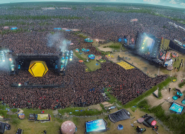 prompthunt: ultra realistic, wide angle view of the mainstage of defqon 1  music festival in 2 0 5 0 by chris foss, futuristic, octane render, sharp  focus cinematic lighting, dramatic perspective, highly