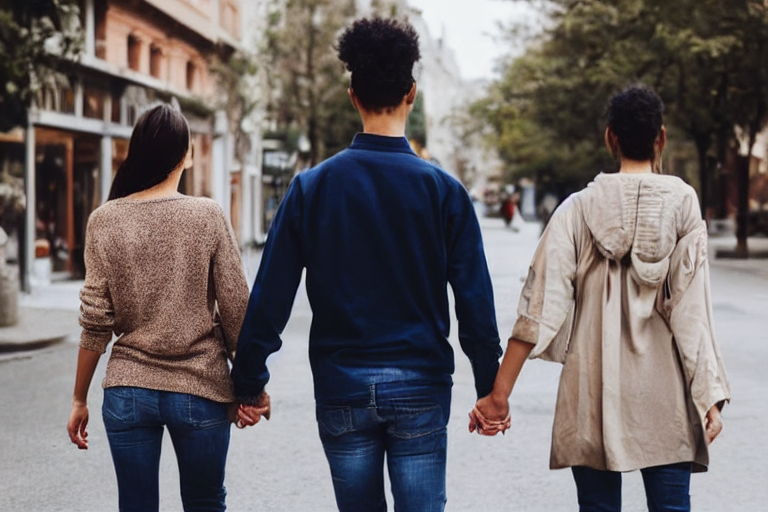 prompthunt Meme of man holding his girlfriends hand, walking down the