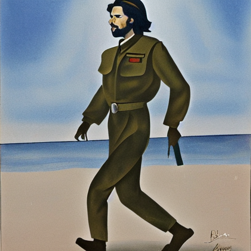 prompthunt: a Bauhaus painting of Che Guevara, walking on the