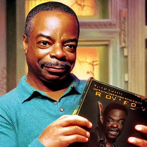 Prompthunt levar burton holding the necronomicon from the evil dead