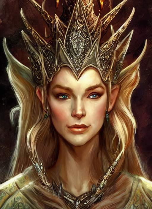 elegant elven king wearing a crown, ultra detailed, Stable Diffusion