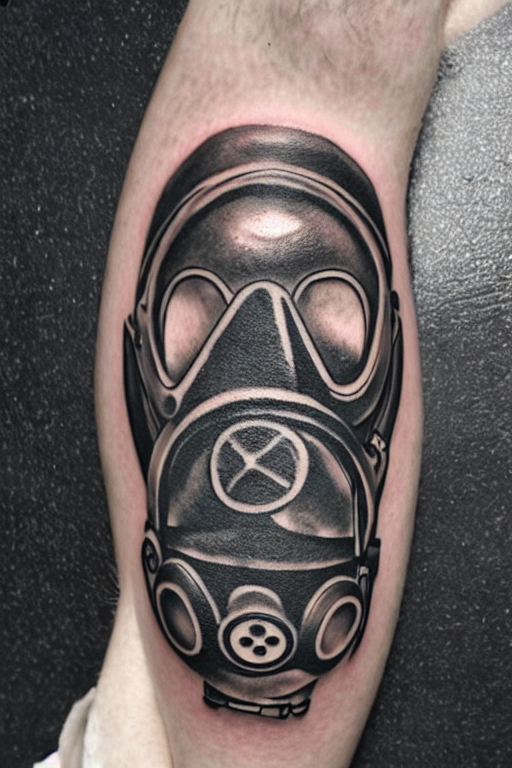 prompthunt gas mask tattoo by Ryan Ashley