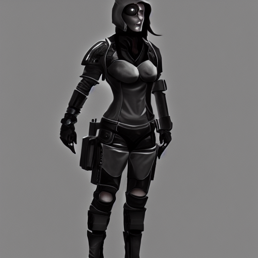 rogue armor set in cyberpunk, female, concept art