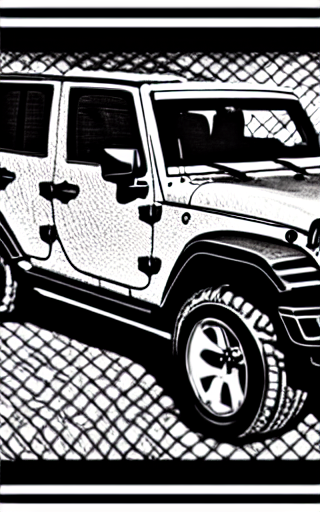 prompthunt: a coloring book page of a jeep Wrangler