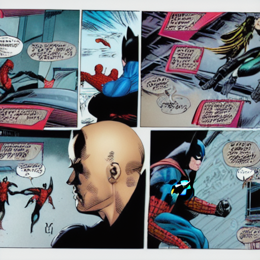 prompthunt: Batman VS Spider-Man comic book page