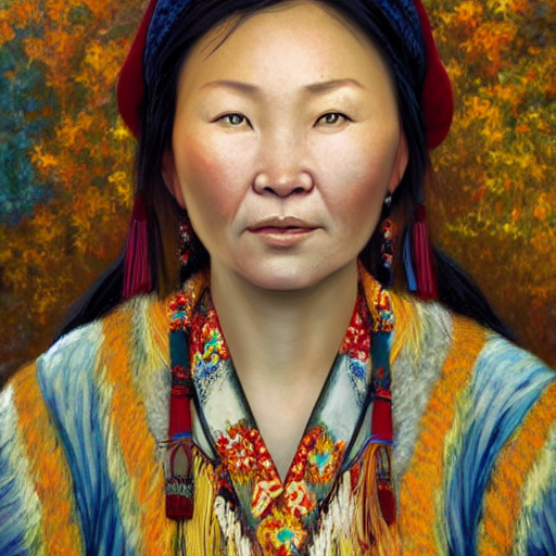 portrait of an yakut woman ( 3 5 ) from yakutia, russia in 2 0 2 1, an oil painting by ross tran and thomas kincade