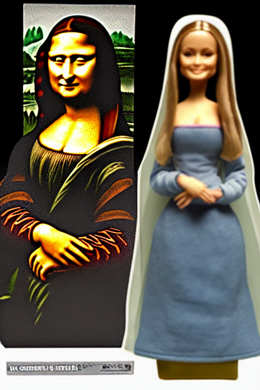 prompthunt: collectable action figure negative no not mona lisa barbie doll  toy action figure
